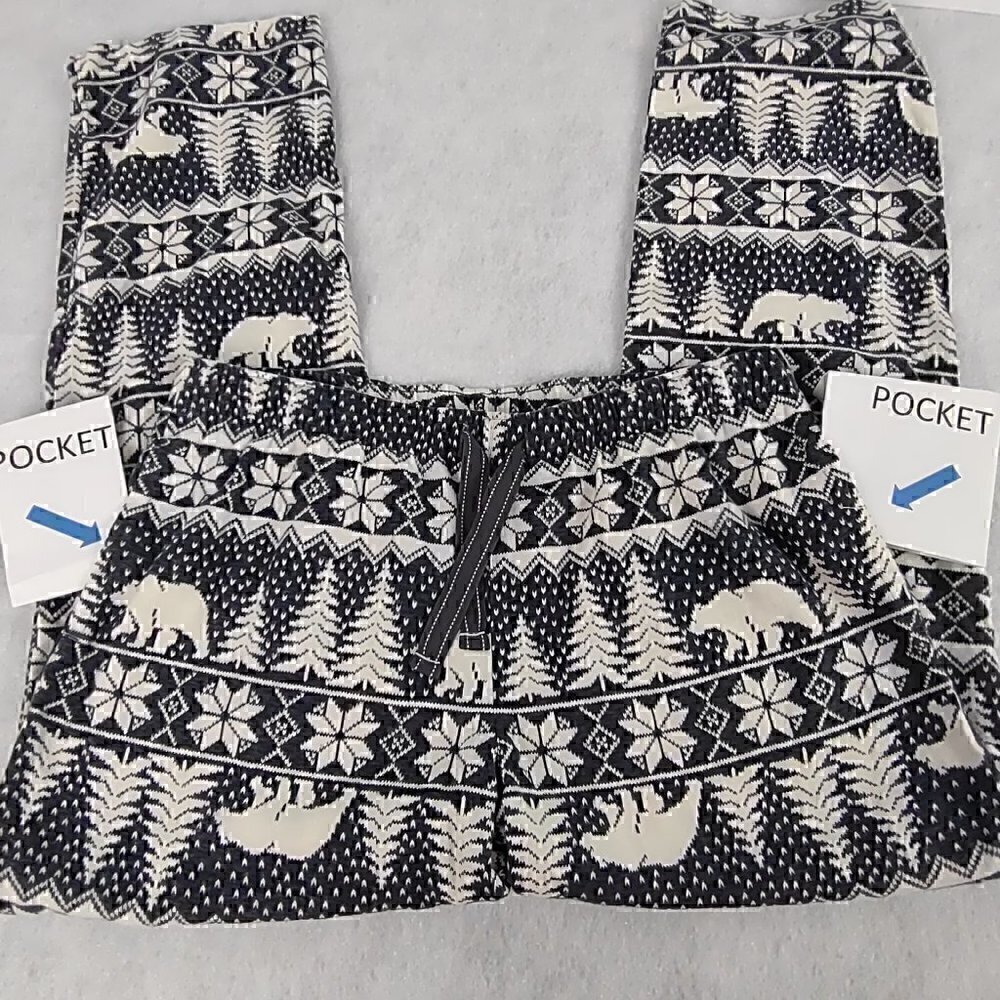 Old Navy Gray White Fair Isle 100% Cotton Pajama Bottoms Size Large - Picture 4 of 9